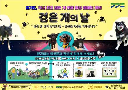 경기도, ‘검은 개의 날’ 개최…털색 편견 넘어 입양문화 확산
